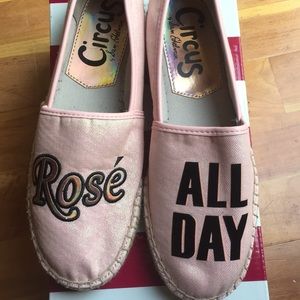 Rose All Day light pink shoes with glitter tone .